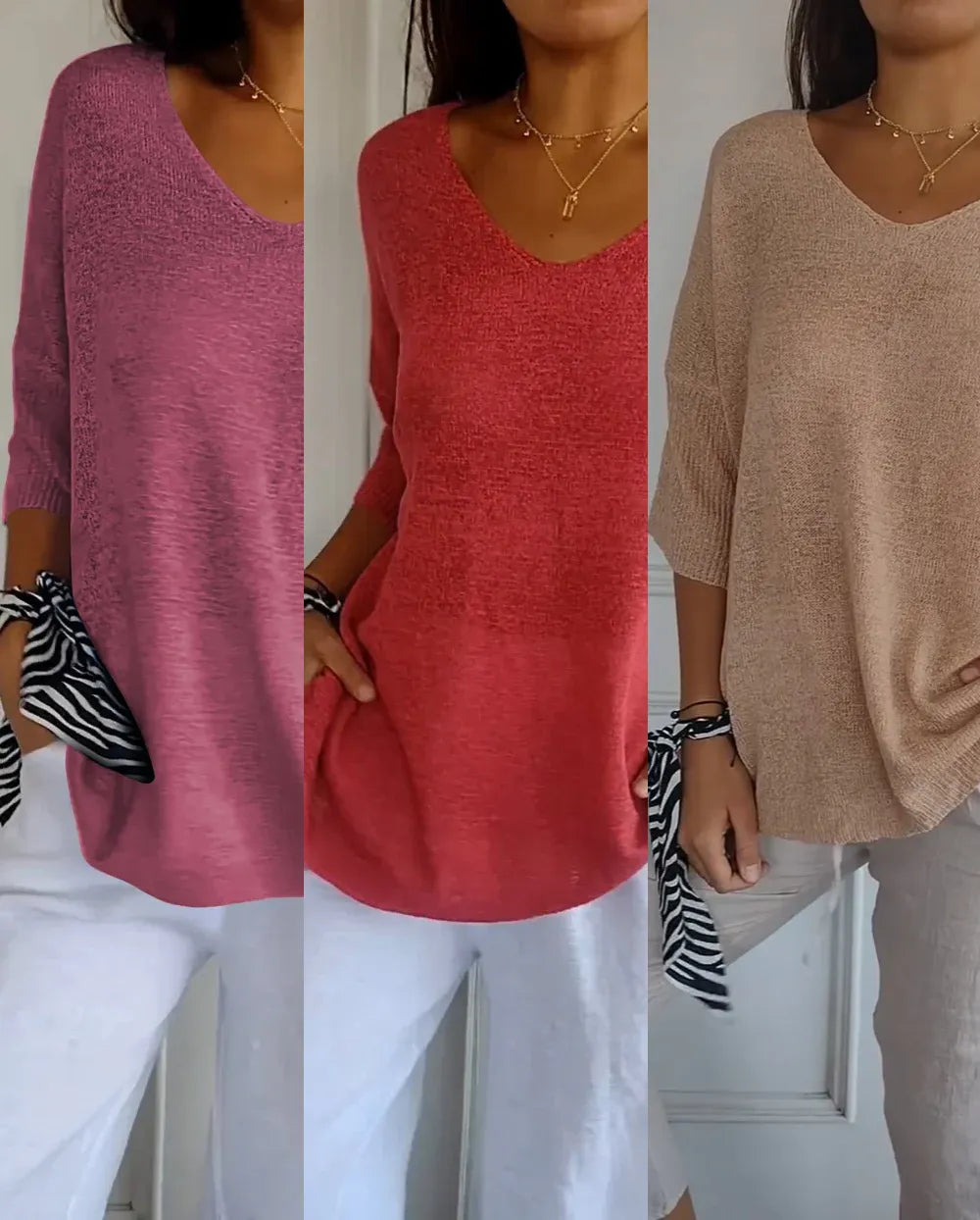 Compre 1 Leve 3 Blusinhas Luna® com decote V e Malha Leve